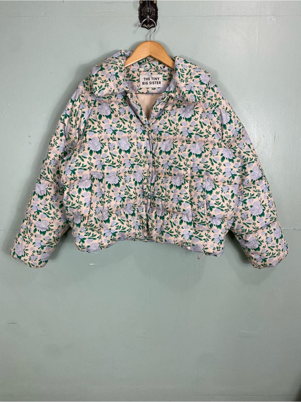 Tiny Big Sister Small Roses Short Jacket Puffer Blue Bege Size 38 or a US 6